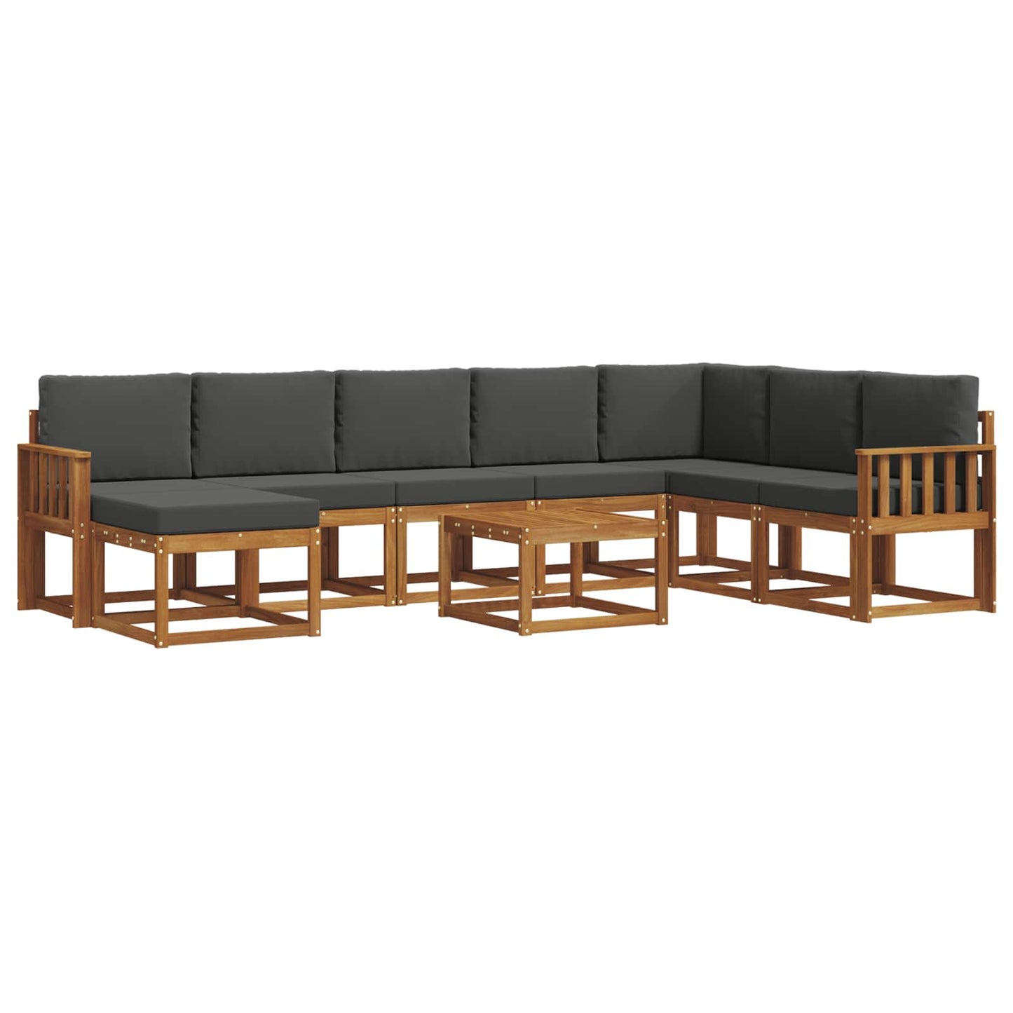 Set di divani da esterno con cuscino 9 pcs Naturale e Antracite | homemem39