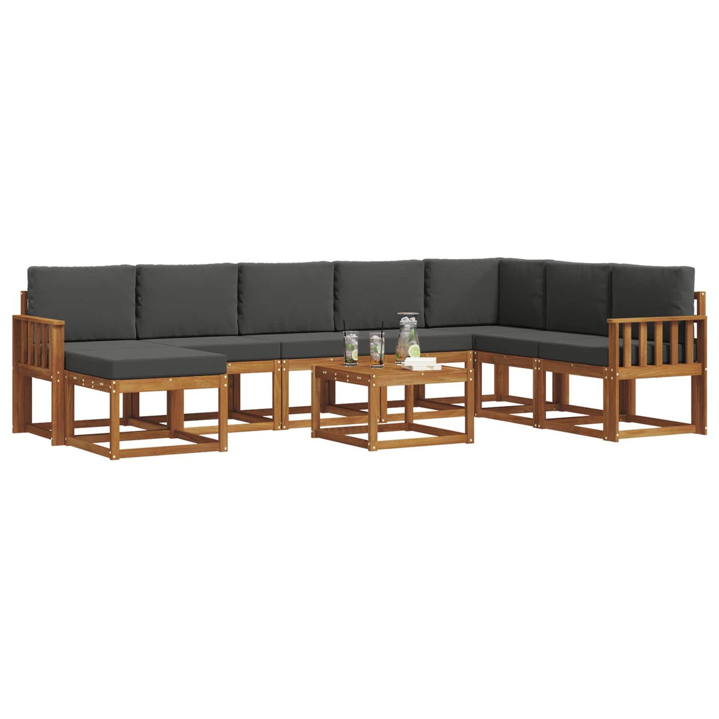 Set di divani da esterno con cuscino 9 pcs Naturale e Antracite | homemem39