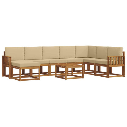 Set di divani da esterno con cuscino 9 pcs Naturale e Beige | homemem39