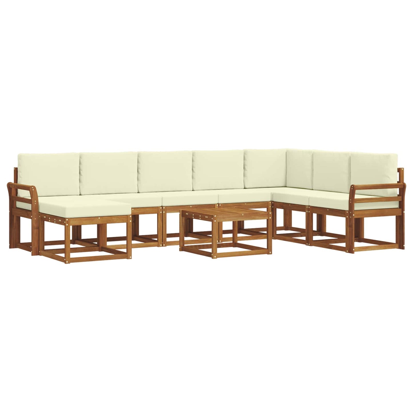 Set di divani da esterno con cuscino 9 pcs Naturale e Crema | homemem39