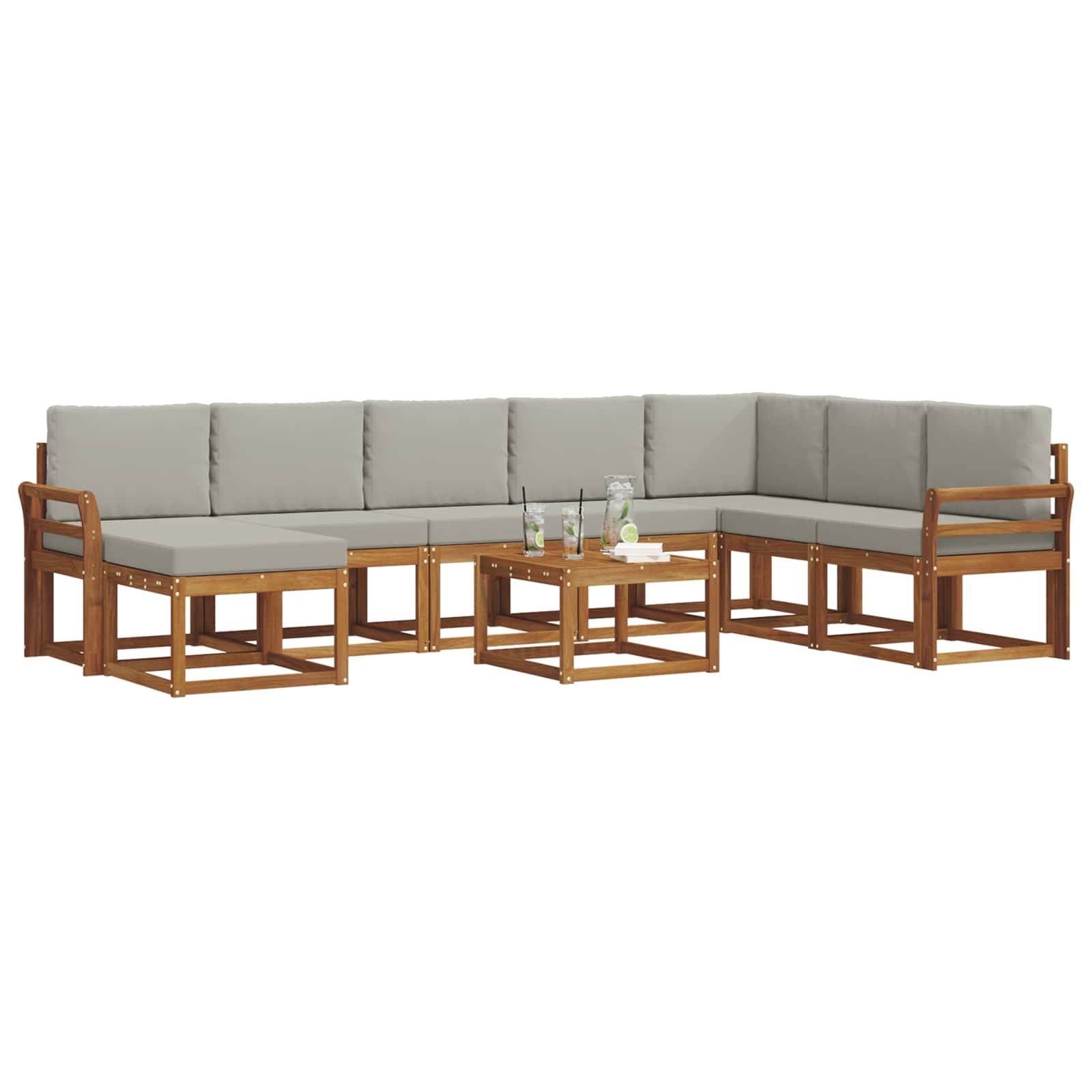 Set di divani da esterno 9 pcs Grigio Naturale e Chiaro | homemem39