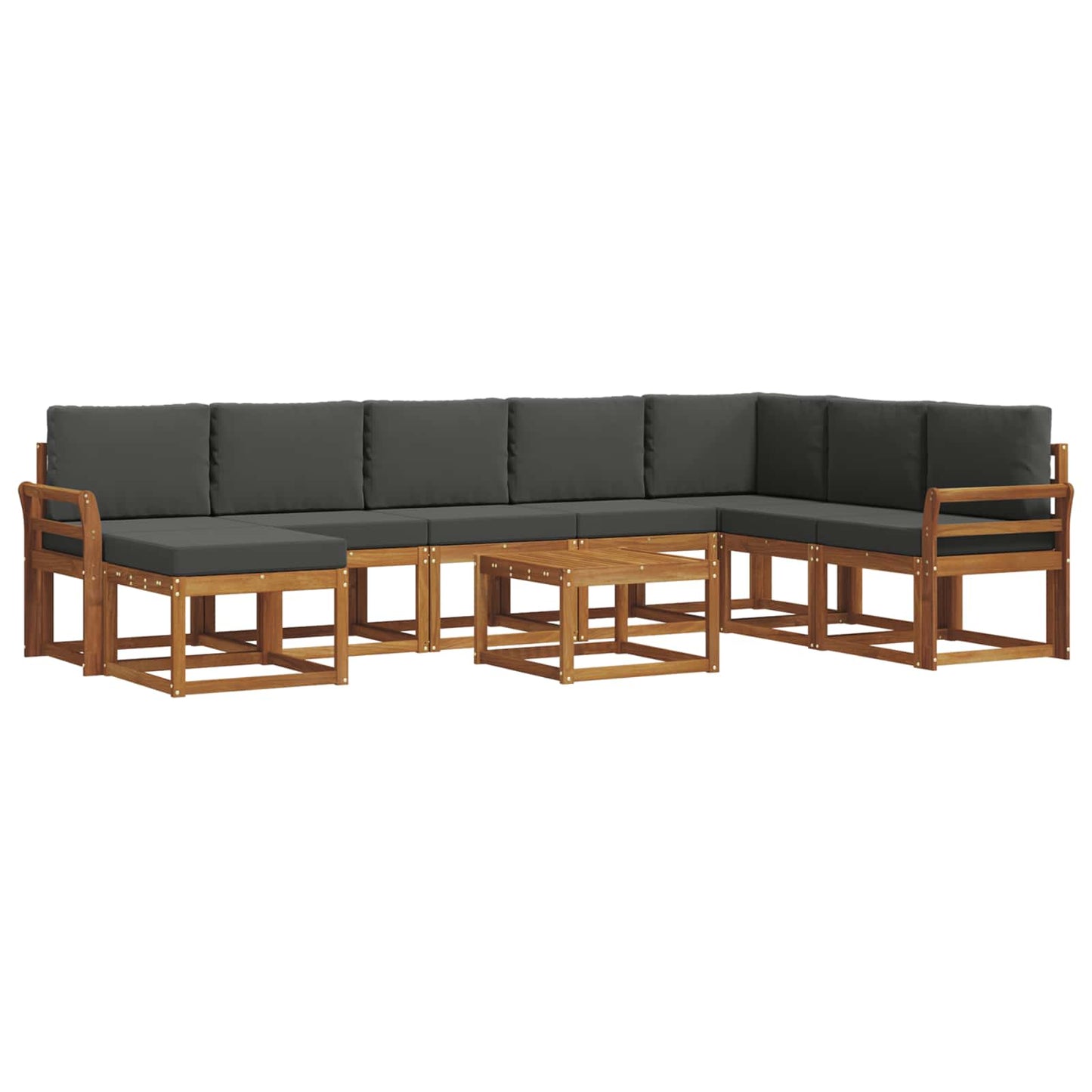 Set di divani da esterno con cuscino 9 pcs Naturale e Antracite | homemem39