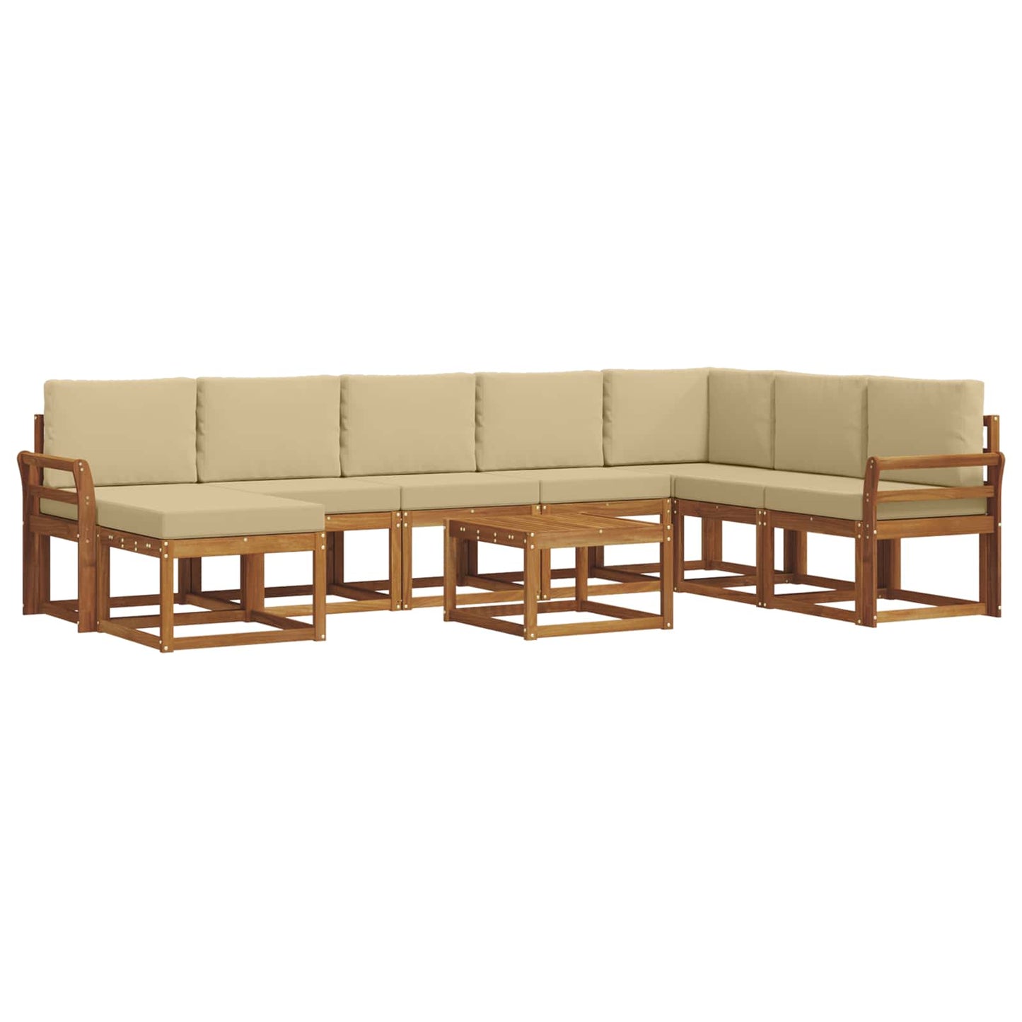 Set di divani da esterno con cuscino 9 pcs Naturale e Beige | homemem39