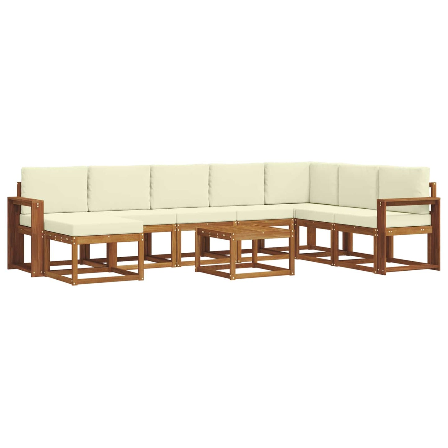 Set di divani da esterno con cuscino 9 pcs Naturale e Crema | homemem39