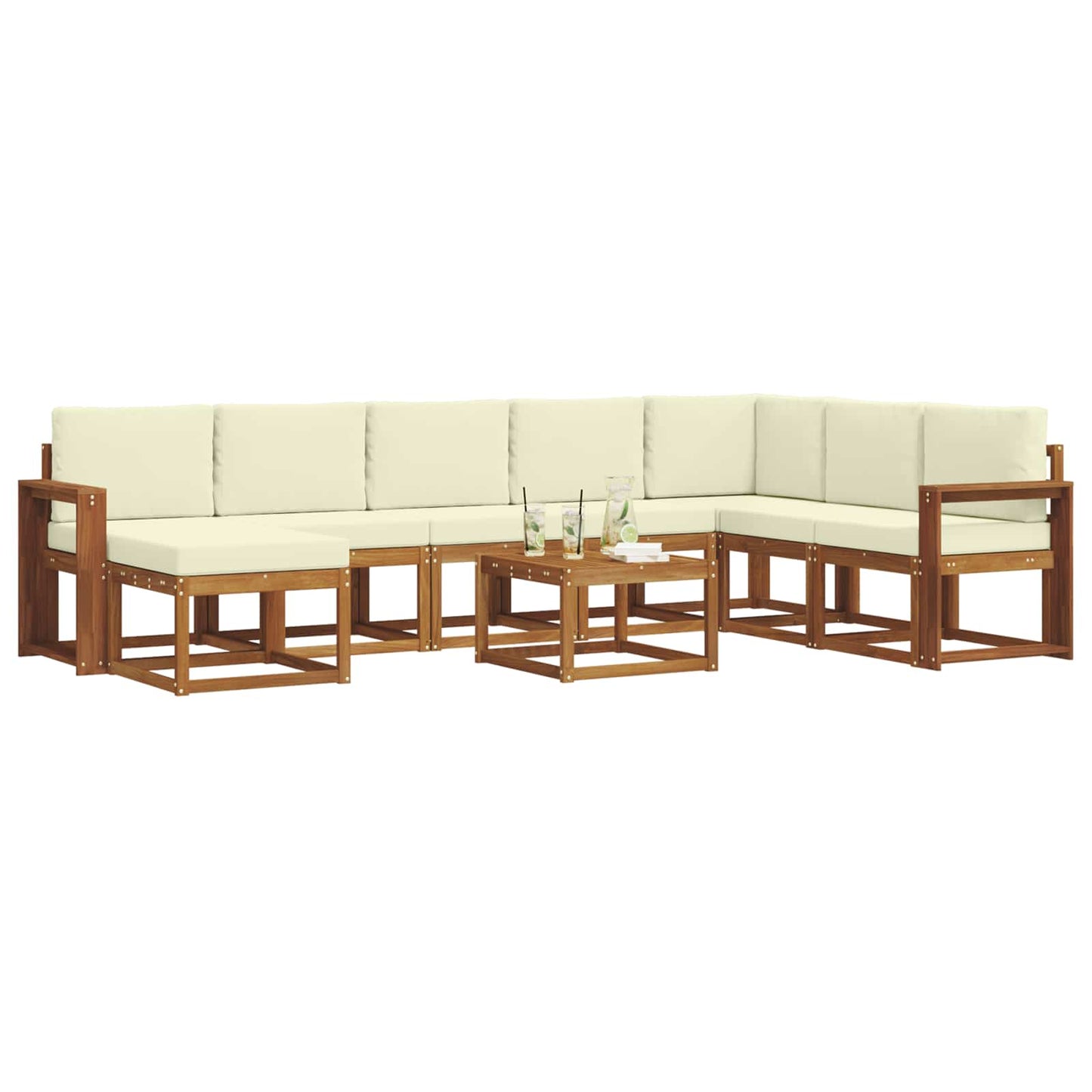 Set di divani da esterno con cuscino 9 pcs Naturale e Crema | homemem39