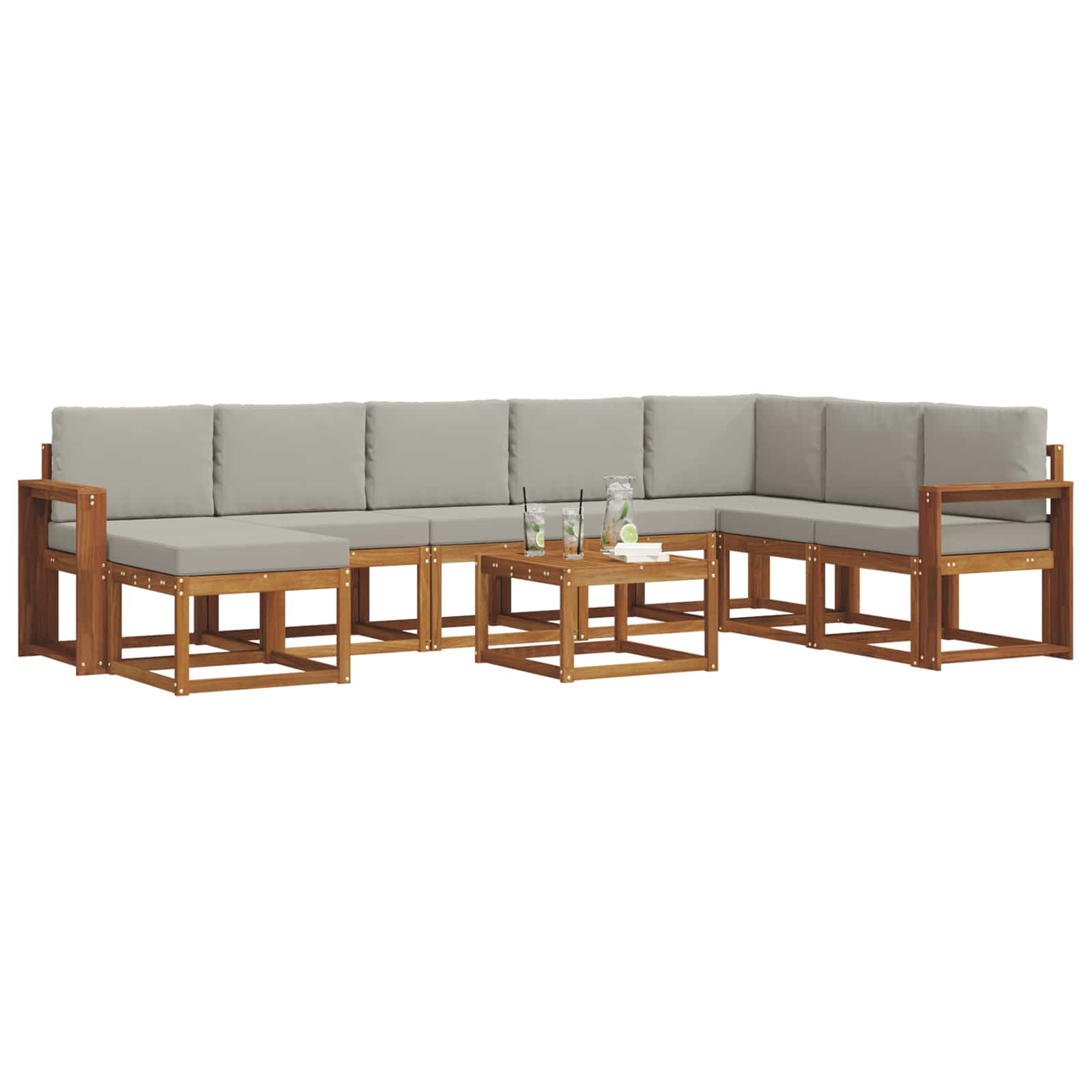 Set di divani da esterno 9 pcs Grigio Naturale e Chiaro | homemem39