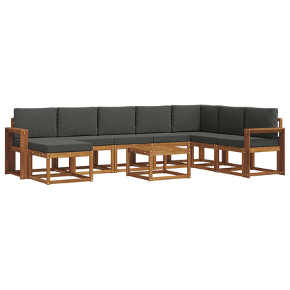 Set di divani da esterno con cuscino 9 pcs Naturale e Antracite | homemem39