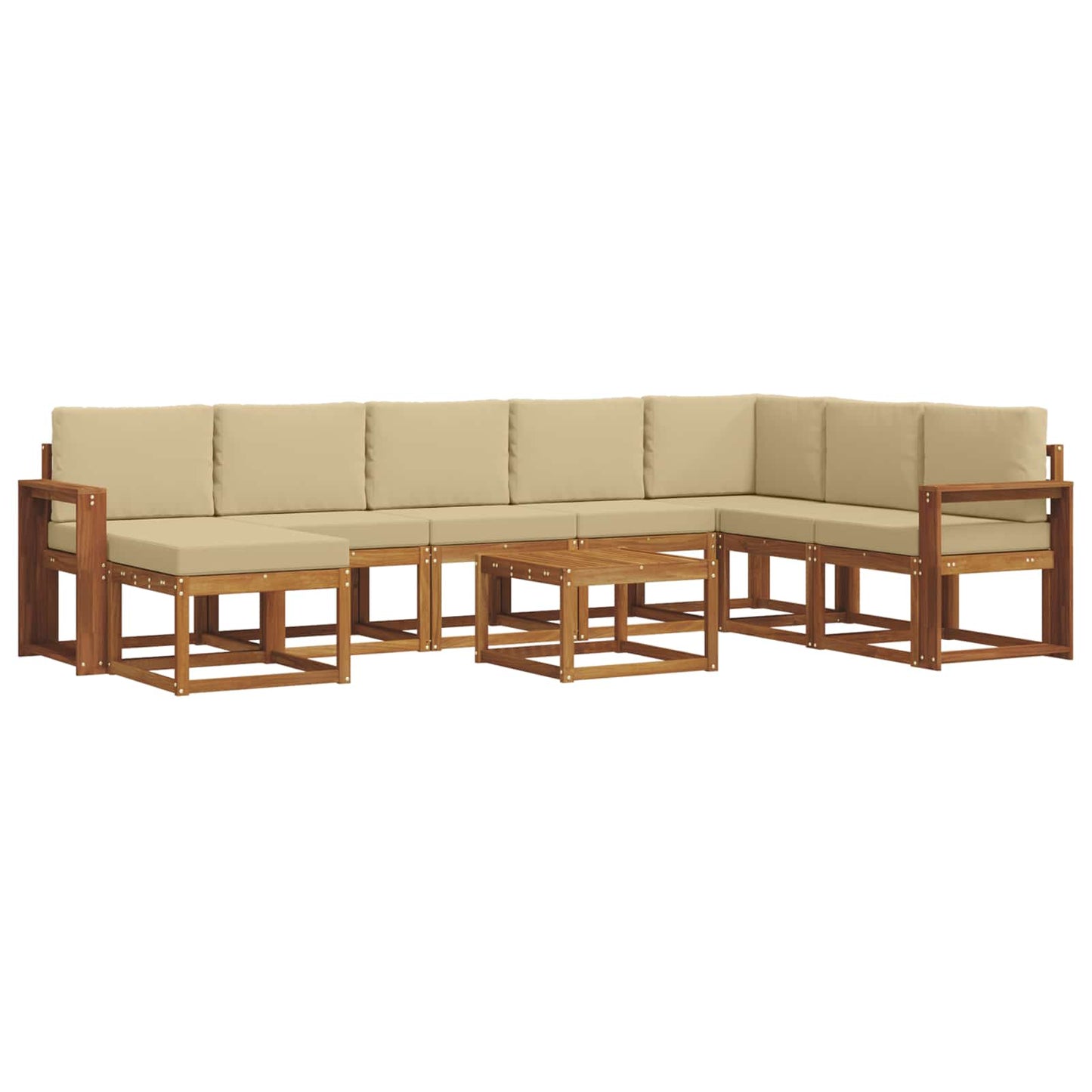 Set di divani da esterno con cuscino 9 pcs Naturale e Beige | homemem39