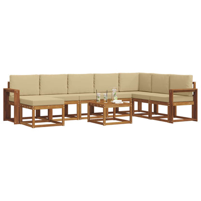 Set di divani da esterno con cuscino 9 pcs Naturale e Beige | homemem39