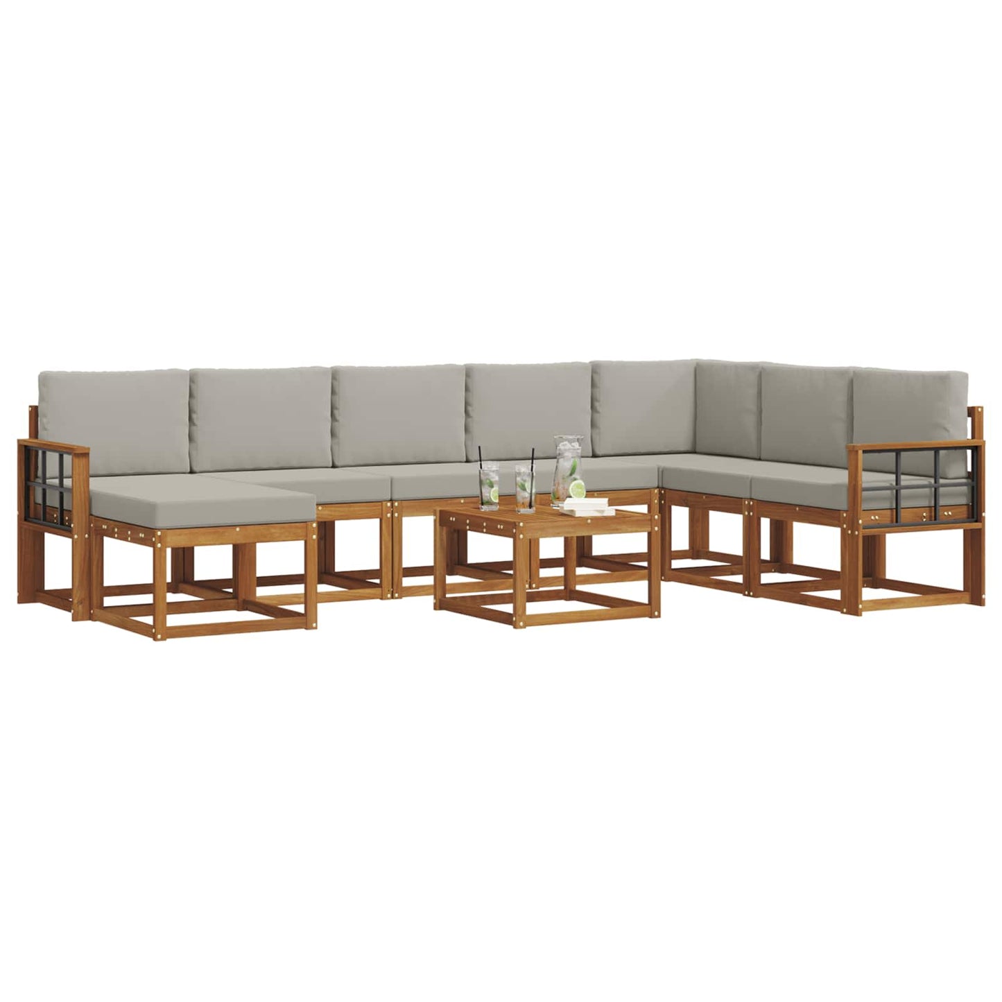 Set di divani da esterno 9 pcs Grigio Naturale e Chiaro | homemem39
