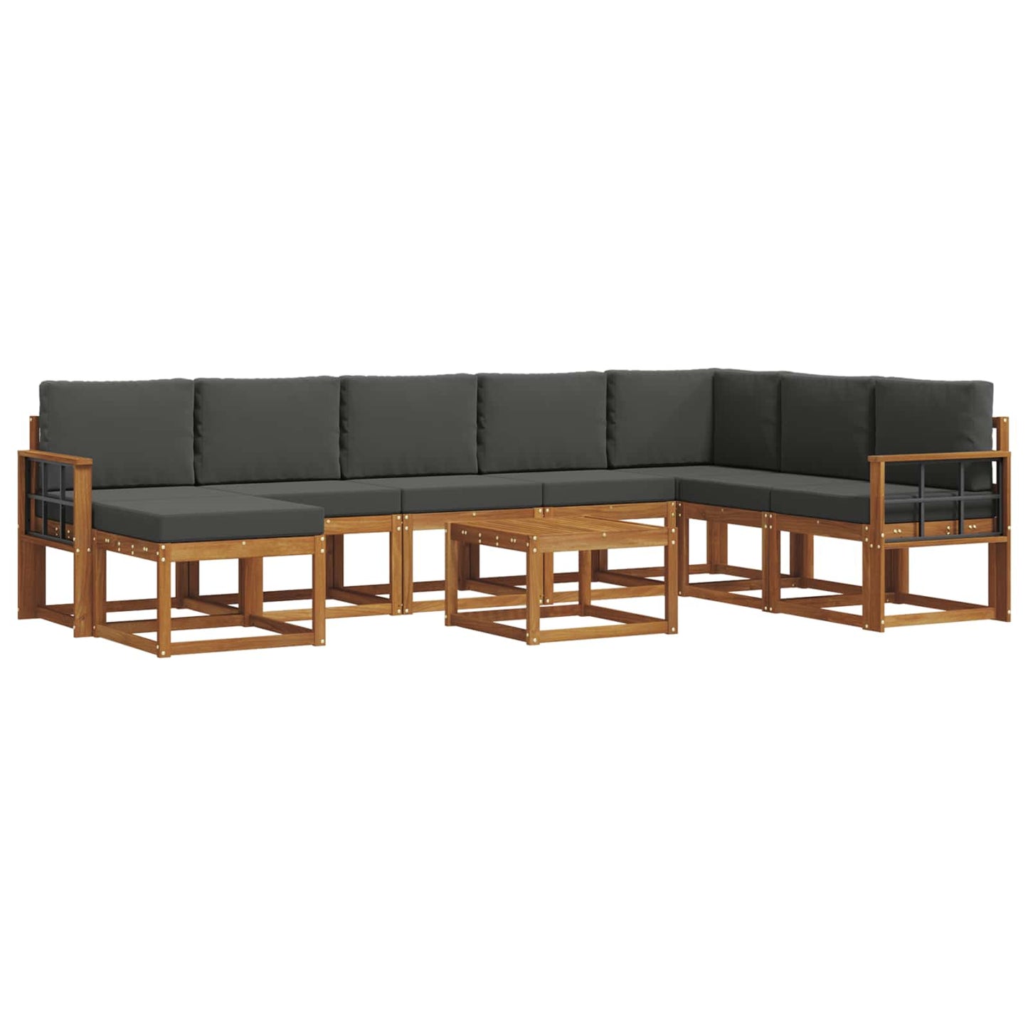 Set di divani da esterno con cuscino 9 pcs Naturale e Antracite | homemem39