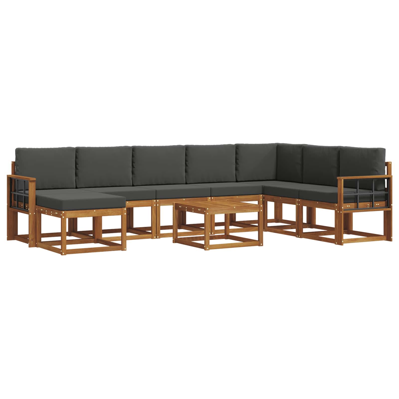 Set di divani da esterno con cuscino 9 pcs Naturale e Antracite | homemem39