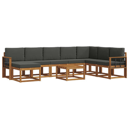 Set di divani da esterno con cuscino 9 pcs Naturale e Antracite | homemem39