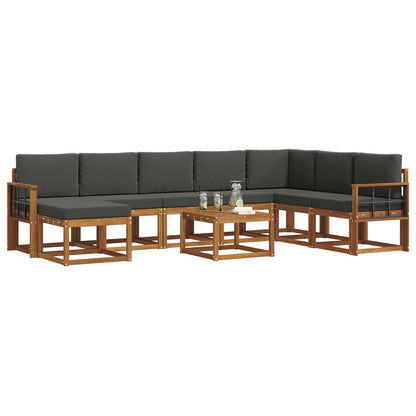 Set di divani da esterno con cuscino 9 pcs Naturale e Antracite | homemem39