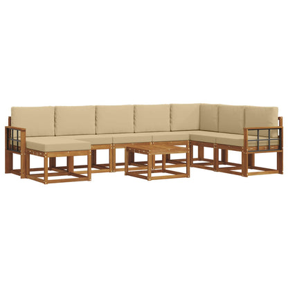 Set di divani da esterno con cuscino 9 pcs Naturale e Beige | homemem39