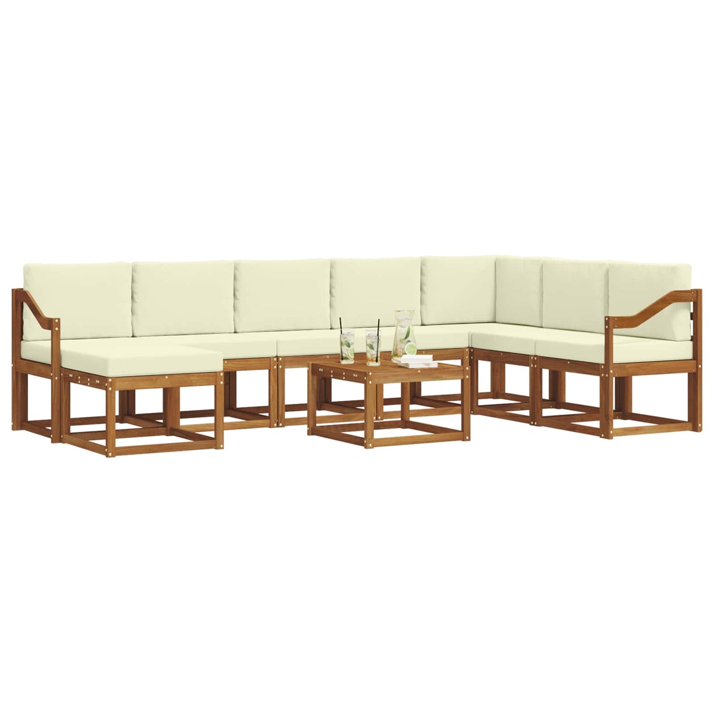 Set di divani da esterno con cuscino 9 pcs Naturale e Crema | homemem39