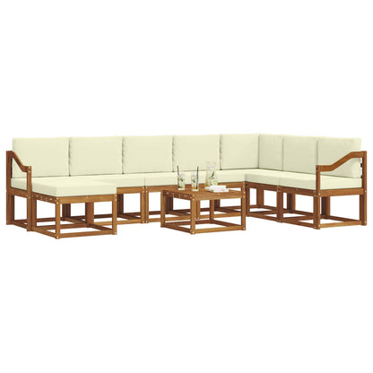 Set di divani da esterno con cuscino 9 pcs Naturale e Crema | homemem39