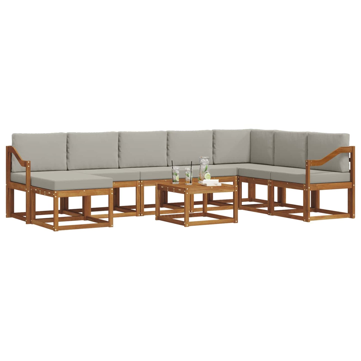 Set di divani da esterno 9 pcs Grigio Naturale e Chiaro | homemem39