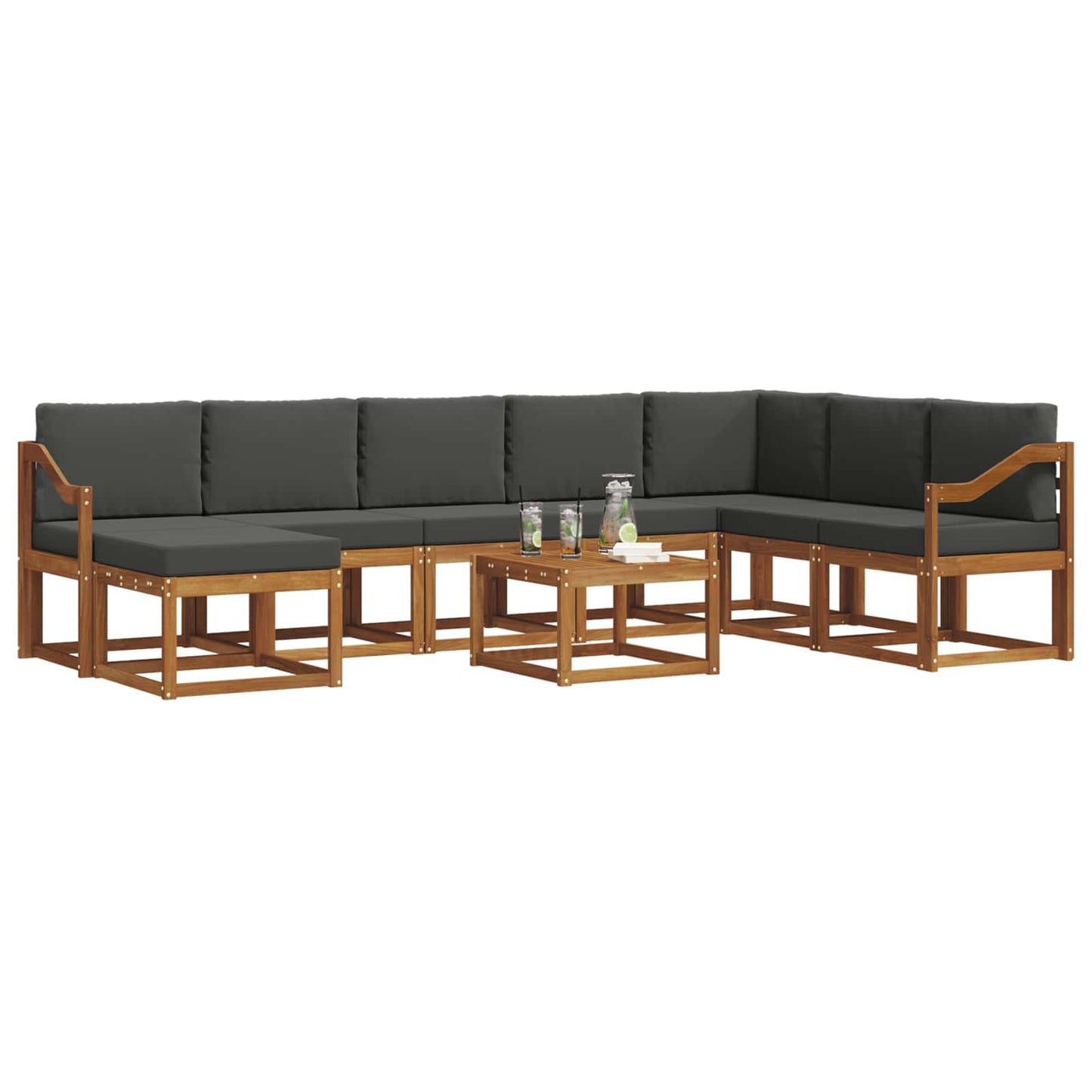 Set di divani da esterno con cuscino 9 pcs Naturale e Antracite | homemem39
