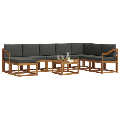 Set di divani da esterno con cuscino 9 pcs Naturale e Antracite | homemem39