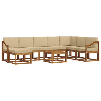 Set di divani da esterno con cuscino 9 pcs Naturale e Beige | homemem39
