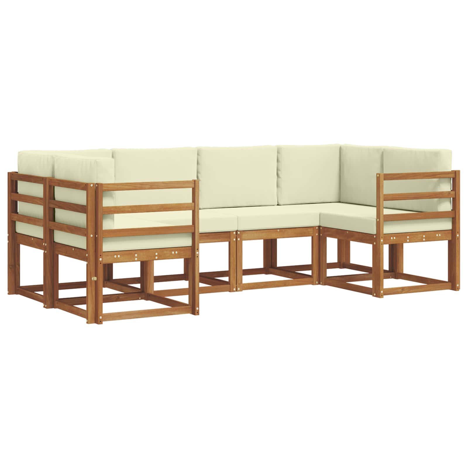 Set di divani da esterno con cuscino 6 pcs Naturale e Crema | homemem39