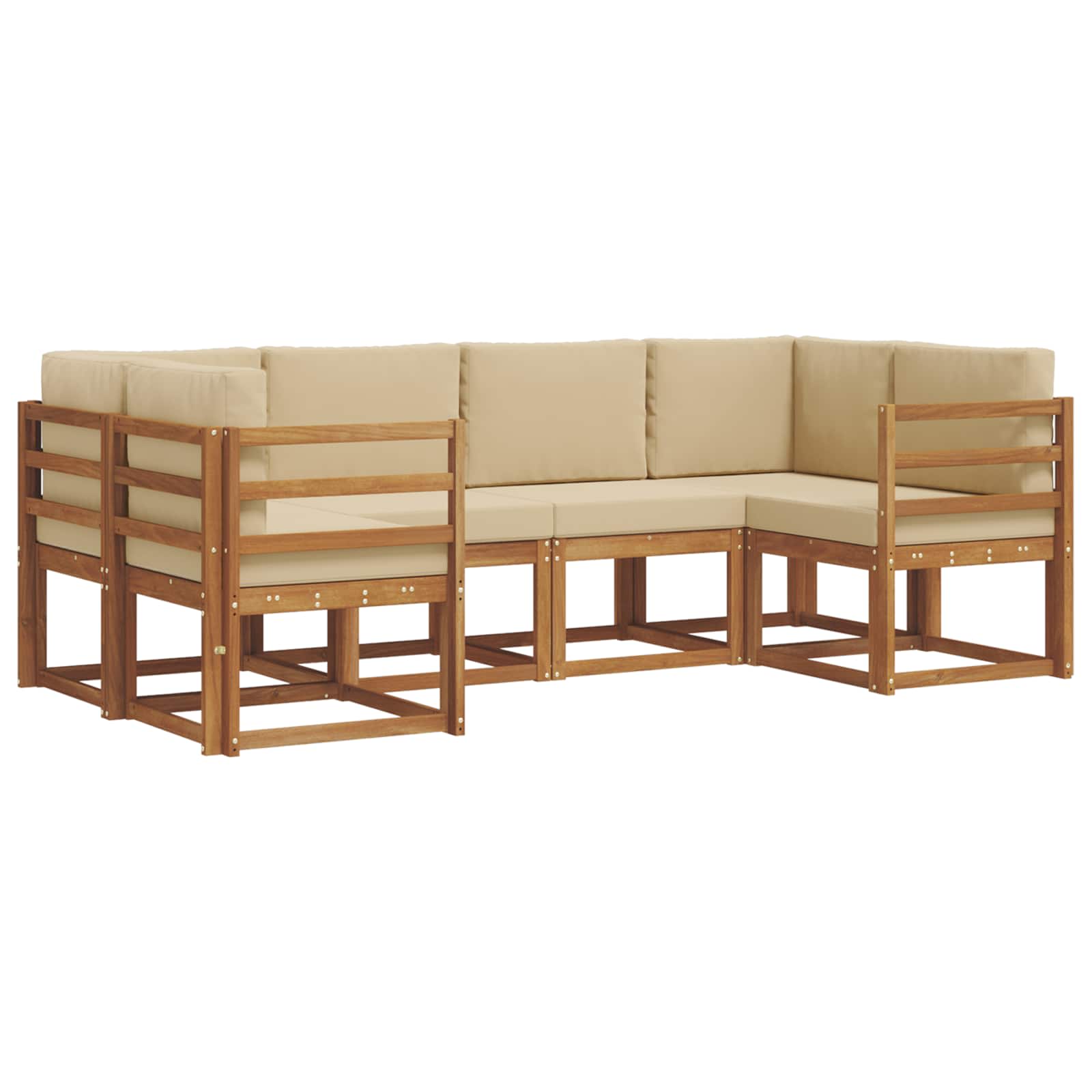 Set di divani da esterno con cuscino 6 pcs Naturale e Beige | homemem39