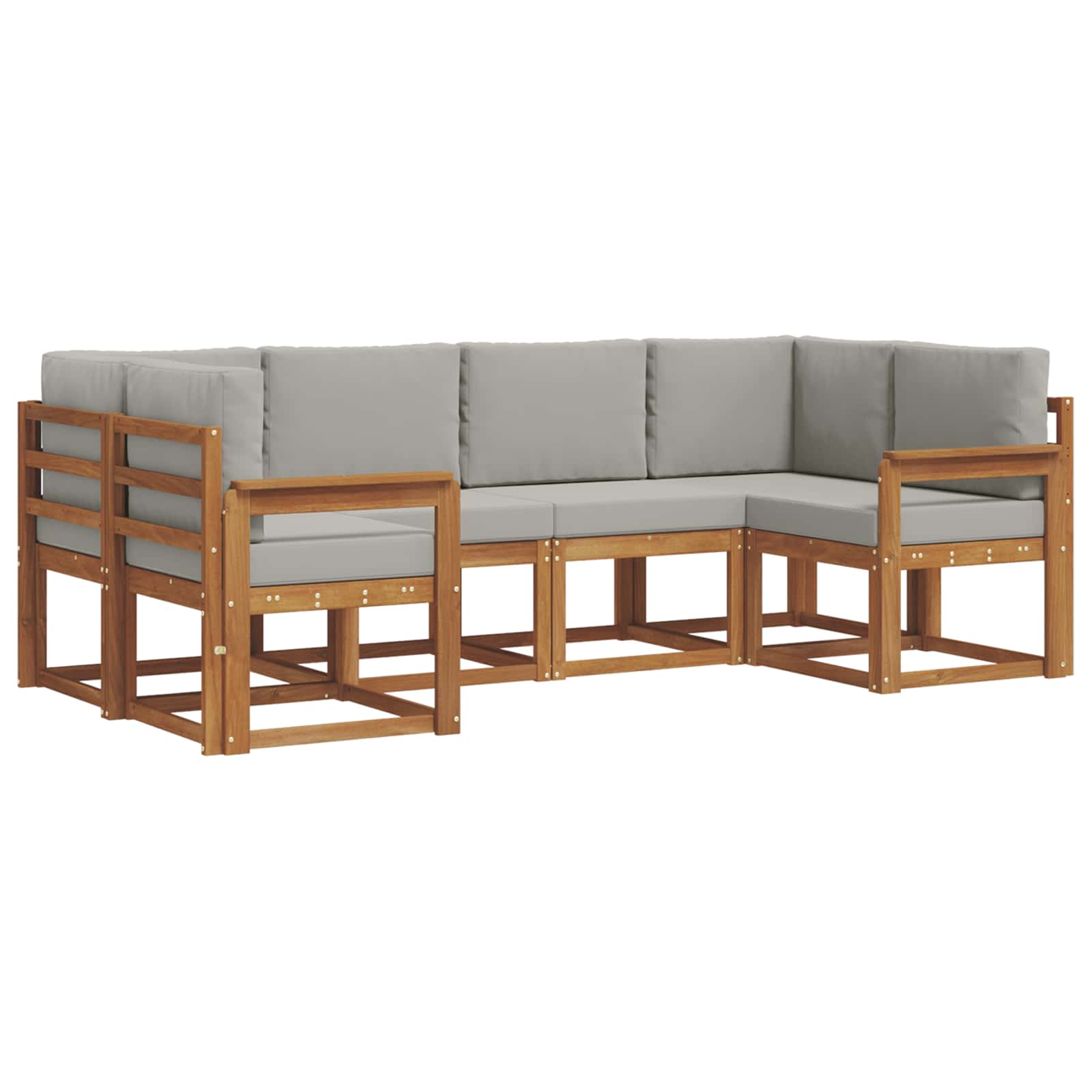 Set di divani da esterno 6 pcs Grigio Naturale e Chiaro | homemem39