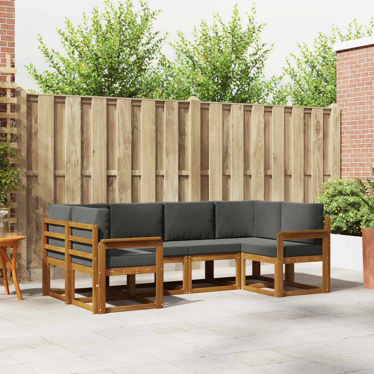 Set di divani da esterno con cuscino 6 pcs Naturale e Antracite | homemem39