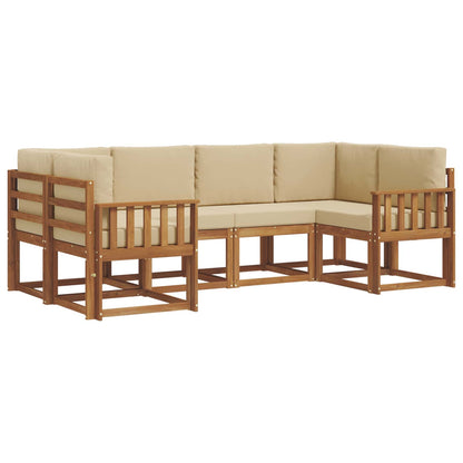 Set di divani da esterno con cuscino 6 pcs Naturale e Beige | homemem39