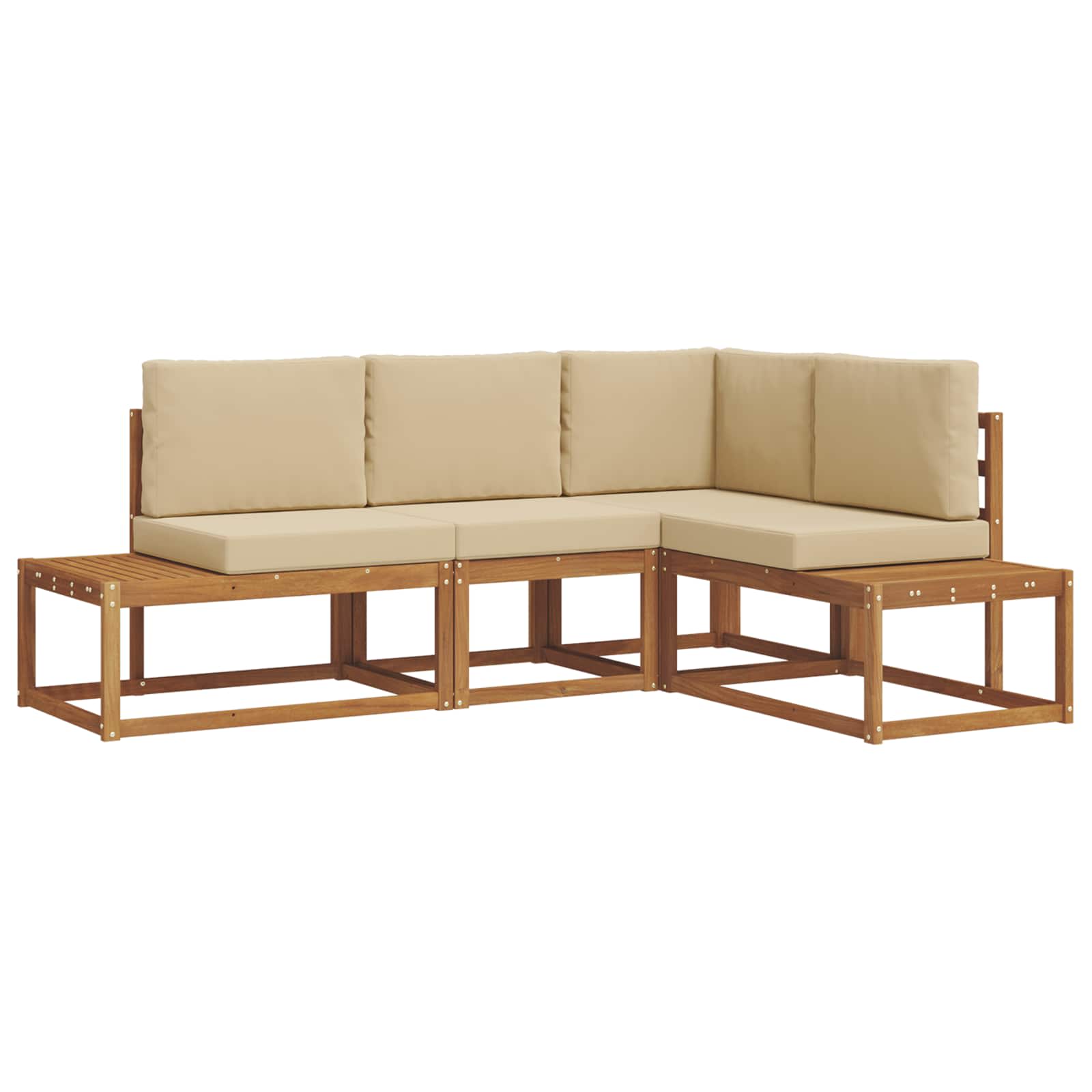 Set di divani da esterno con cuscino 4 Pezzo Naturale e Beige | homemem39