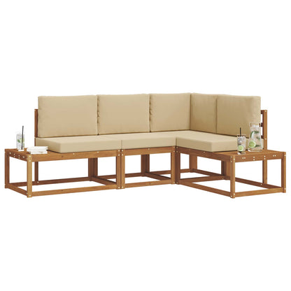 Set di divani da esterno con cuscino 4 Pezzo Naturale e Beige | homemem39