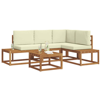 Set di divani da esterno con cuscino 5 Pezzo Naturale e Crema | homemem39