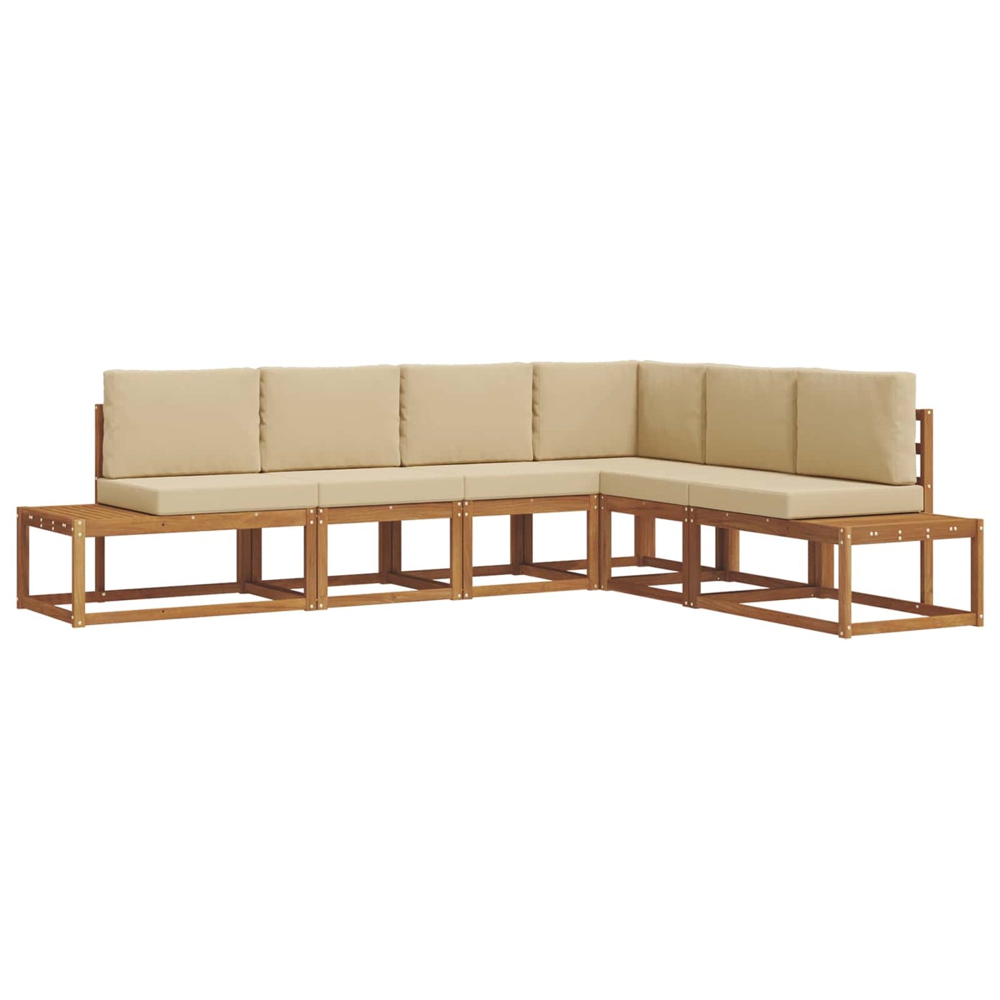 Set di divani da esterno con cuscino 6 Pezzo Naturale e Beige | homemem39