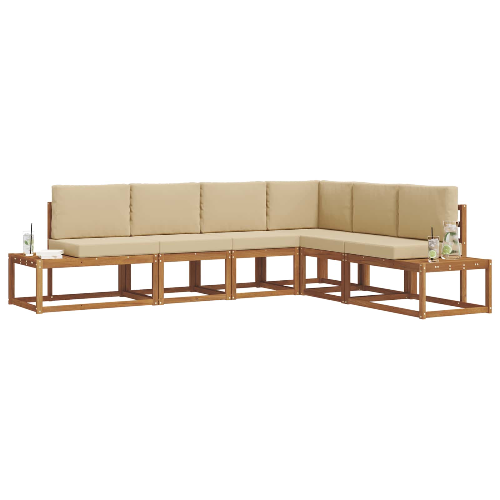 Set di divani da esterno con cuscino 6 Pezzo Naturale e Beige | homemem39