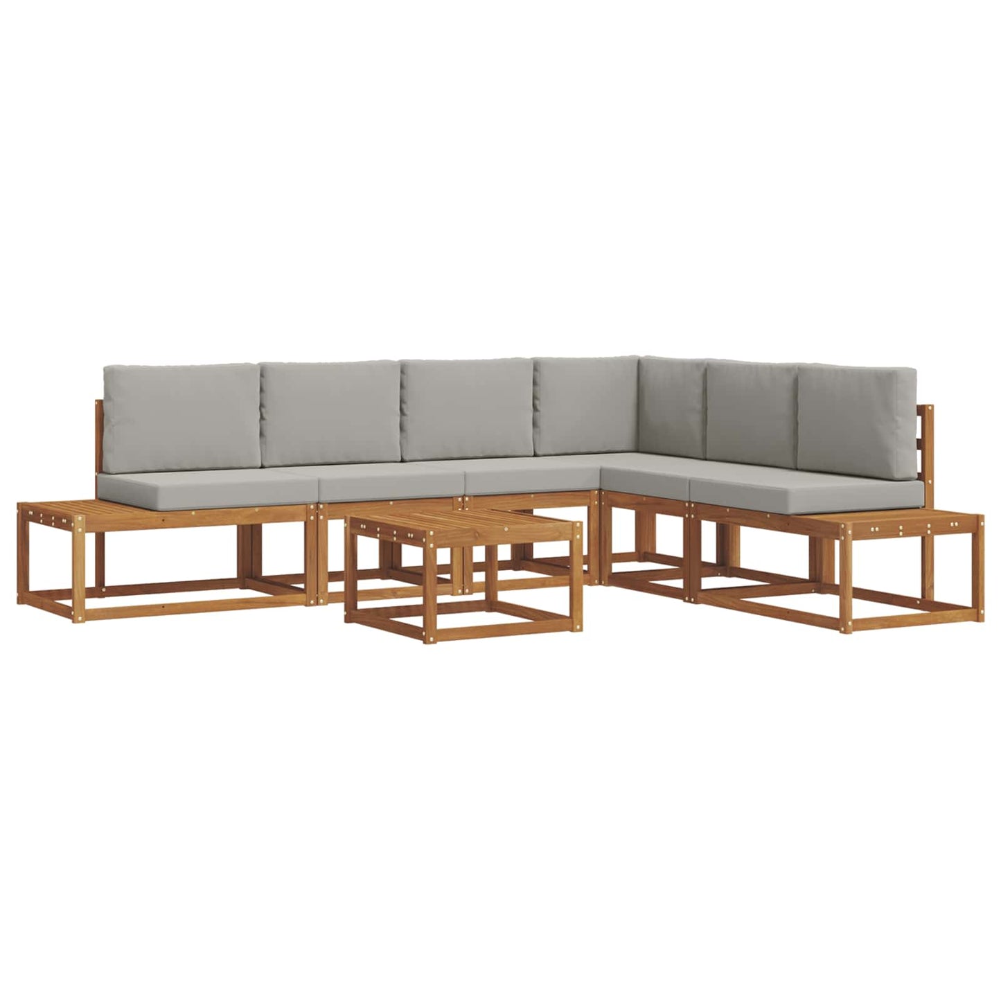Set di divani da esterno 7 Pezzo Grigio Naturale e Chiaro | homemem39