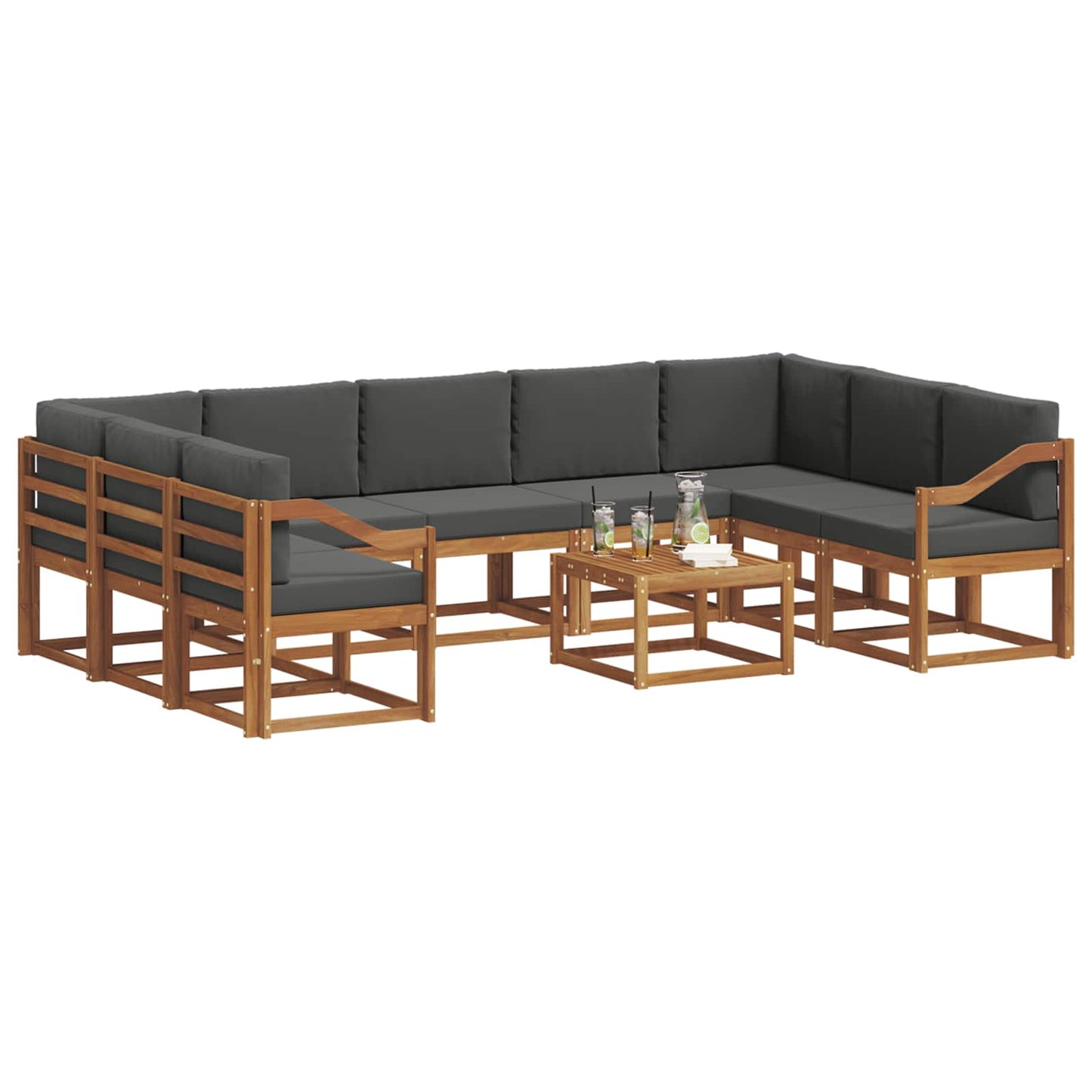 Set di divani da esterno 10 pcs Naturale e Antracite | homemem39