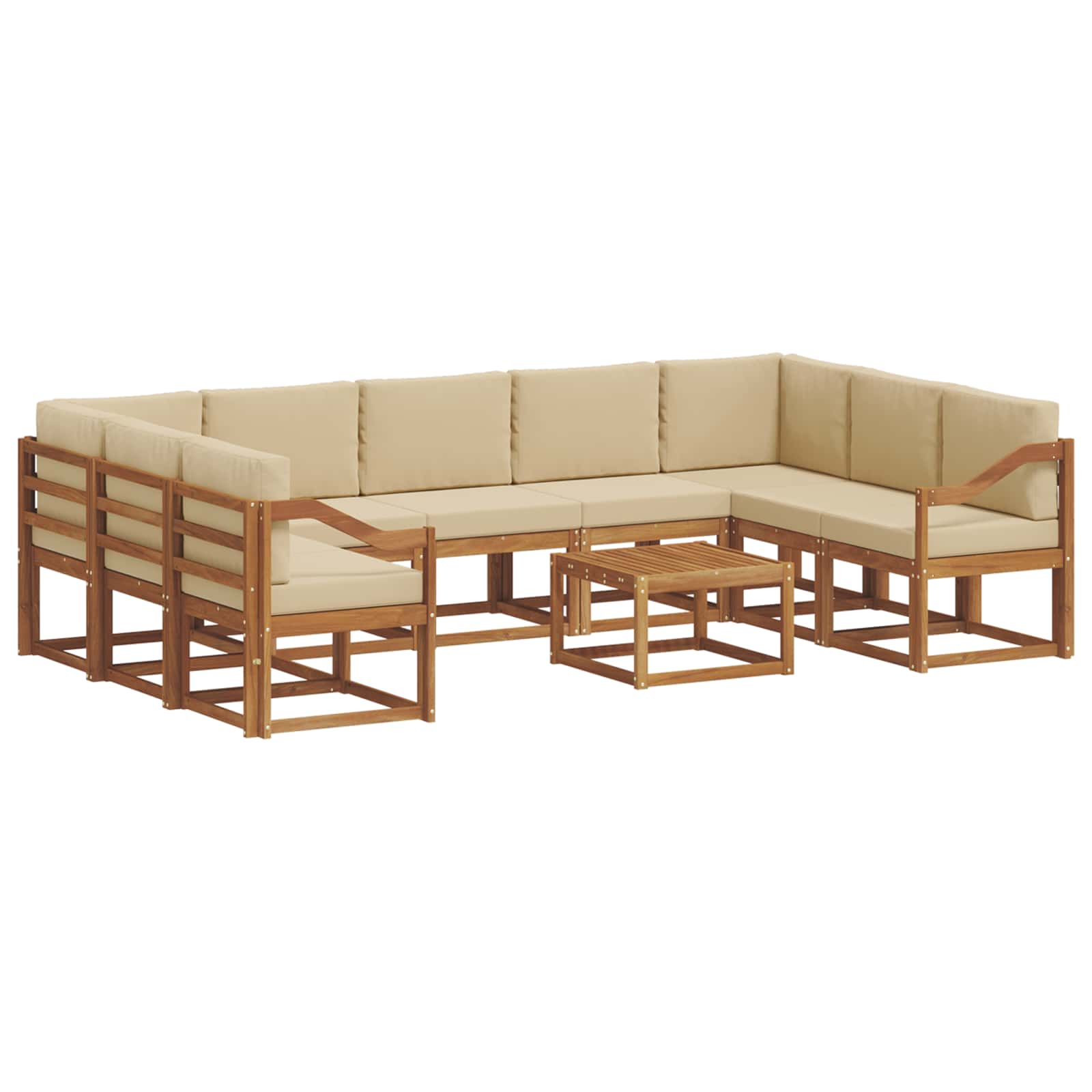 Set di divani da esterno con cuscino 10 pcs Naturale e Beige | homemem39