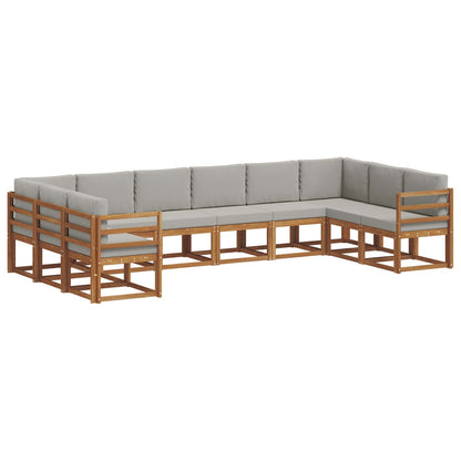 Set di divani da esterno 10 pcs Grigio Naturale e Chiaro | homemem39