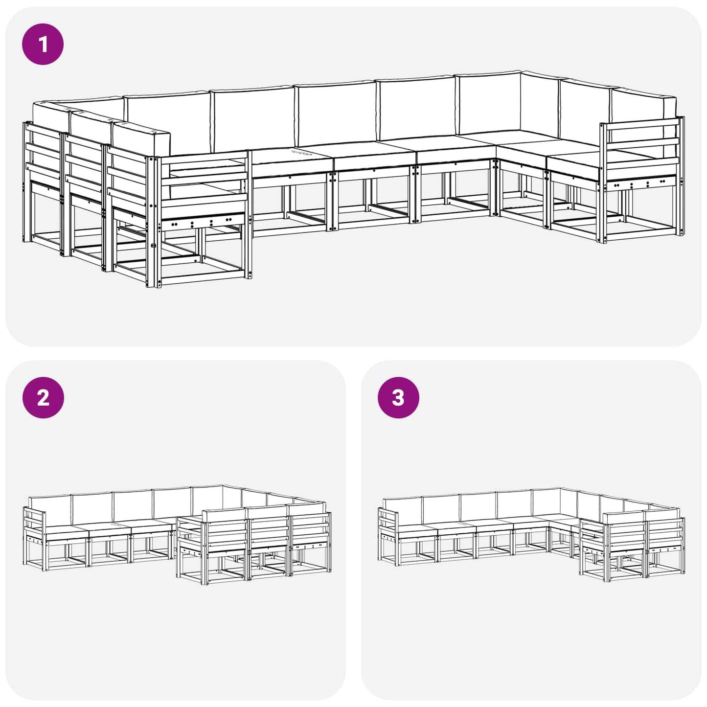 Set di divani da esterno 10 pcs Grigio Naturale e Chiaro | homemem39