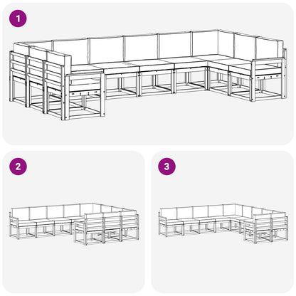 Set di divani da esterno 10 pcs Grigio Naturale e Chiaro | homemem39