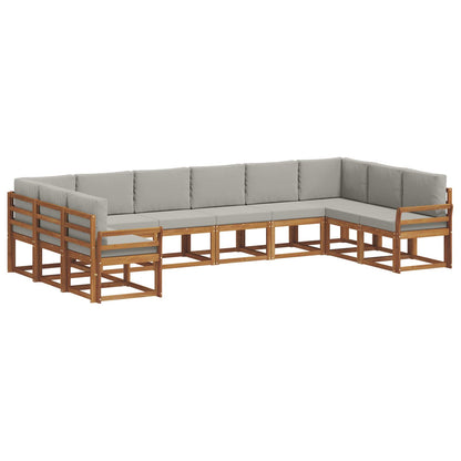Set di divani da esterno 10 pcs Grigio Naturale e Chiaro | homemem39