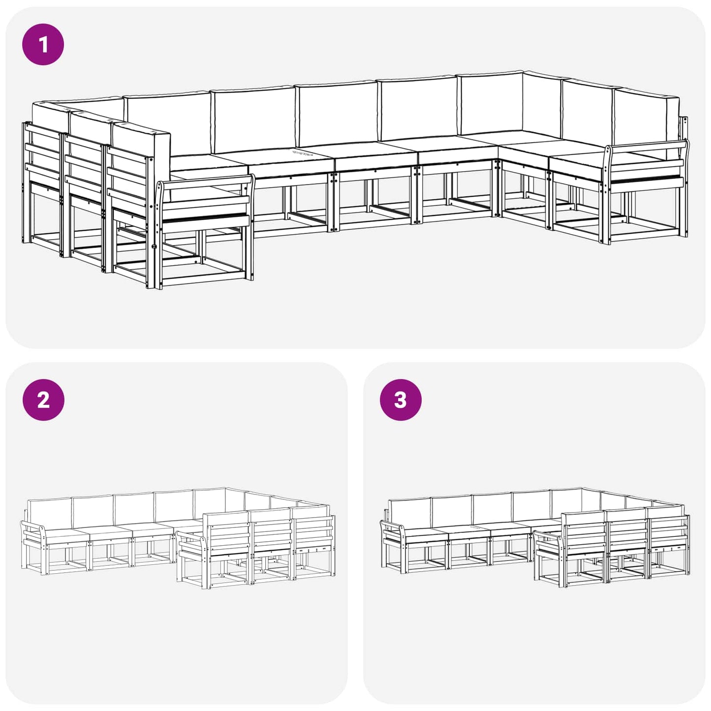 Set di divani da esterno 10 pcs Grigio Naturale e Chiaro | homemem39