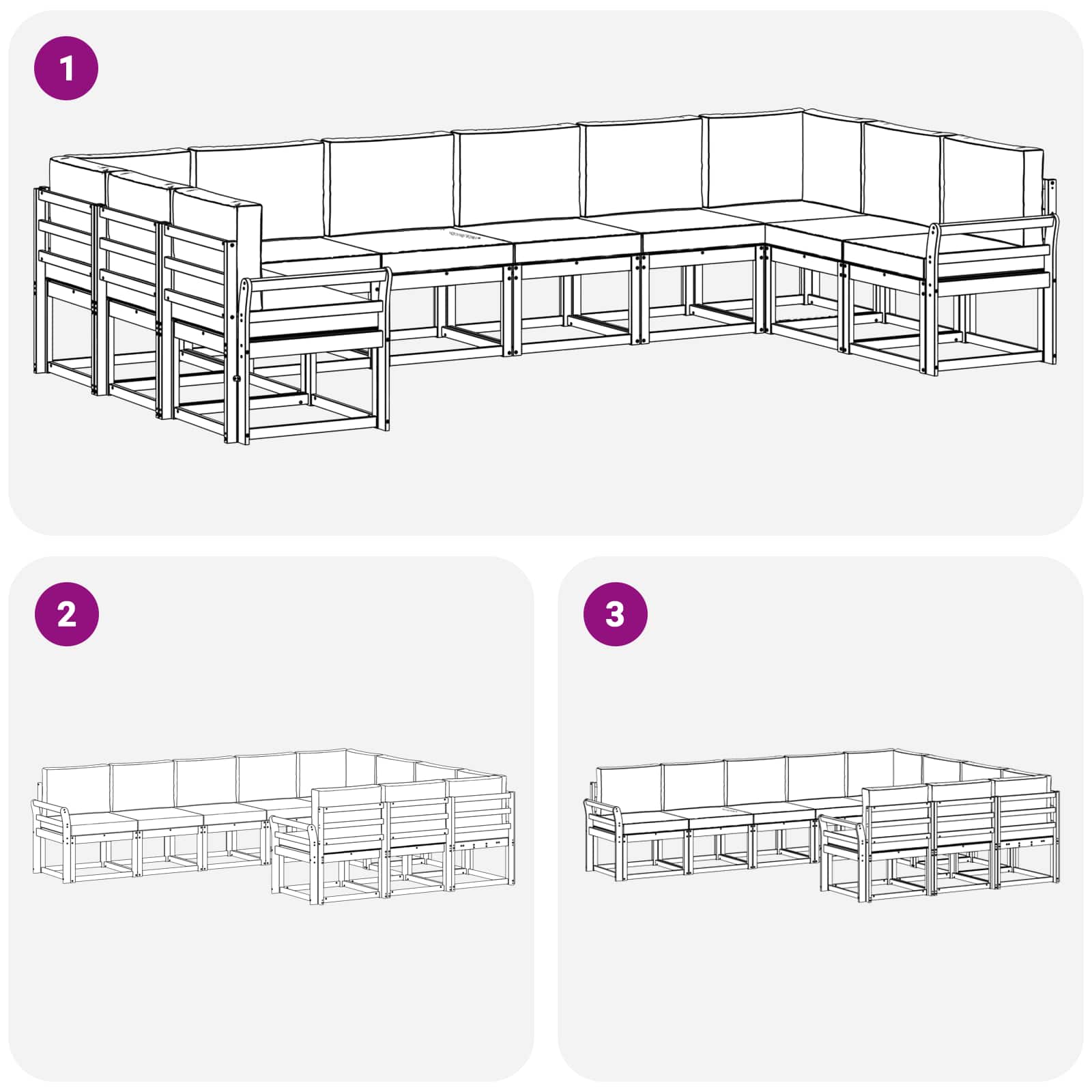 Set di divani da esterno 10 pcs Naturale e Antracite | homemem39