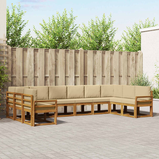 Set di divani da esterno con cuscino 10 pcs Naturale e Beige | homemem39