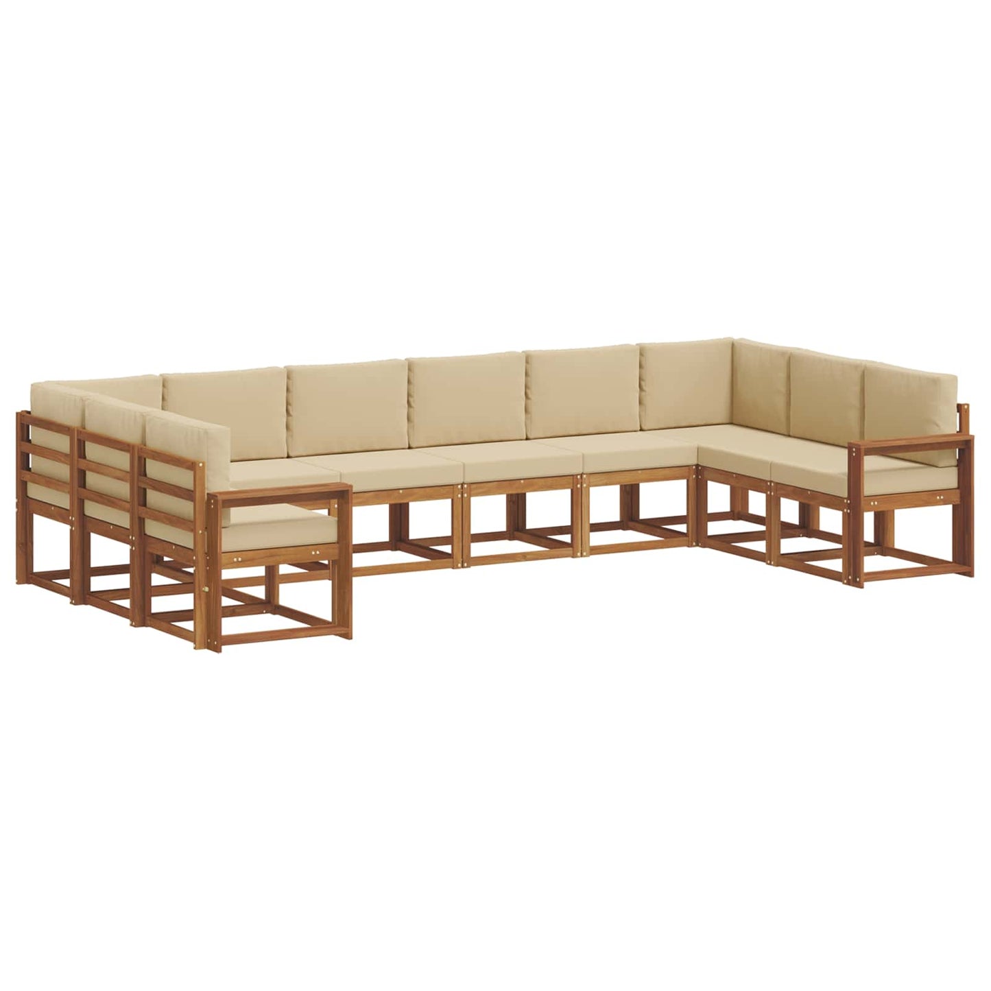Set di divani da esterno con cuscino 10 pcs Naturale e Beige | homemem39