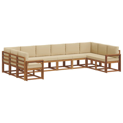 Set di divani da esterno con cuscino 10 pcs Naturale e Beige | homemem39