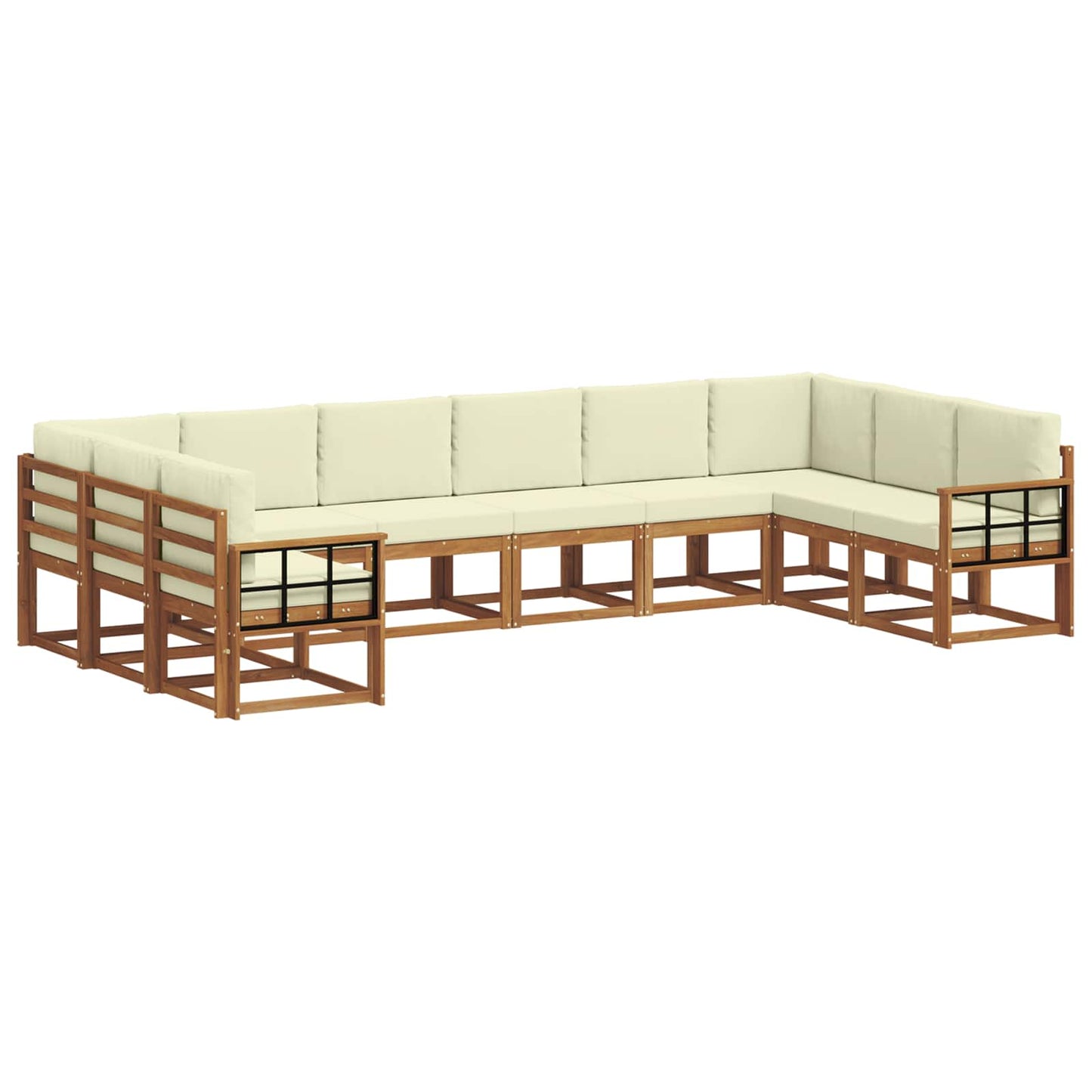 Set di divani da esterno con cuscino 10 pcs Naturale e Crema | homemem39
