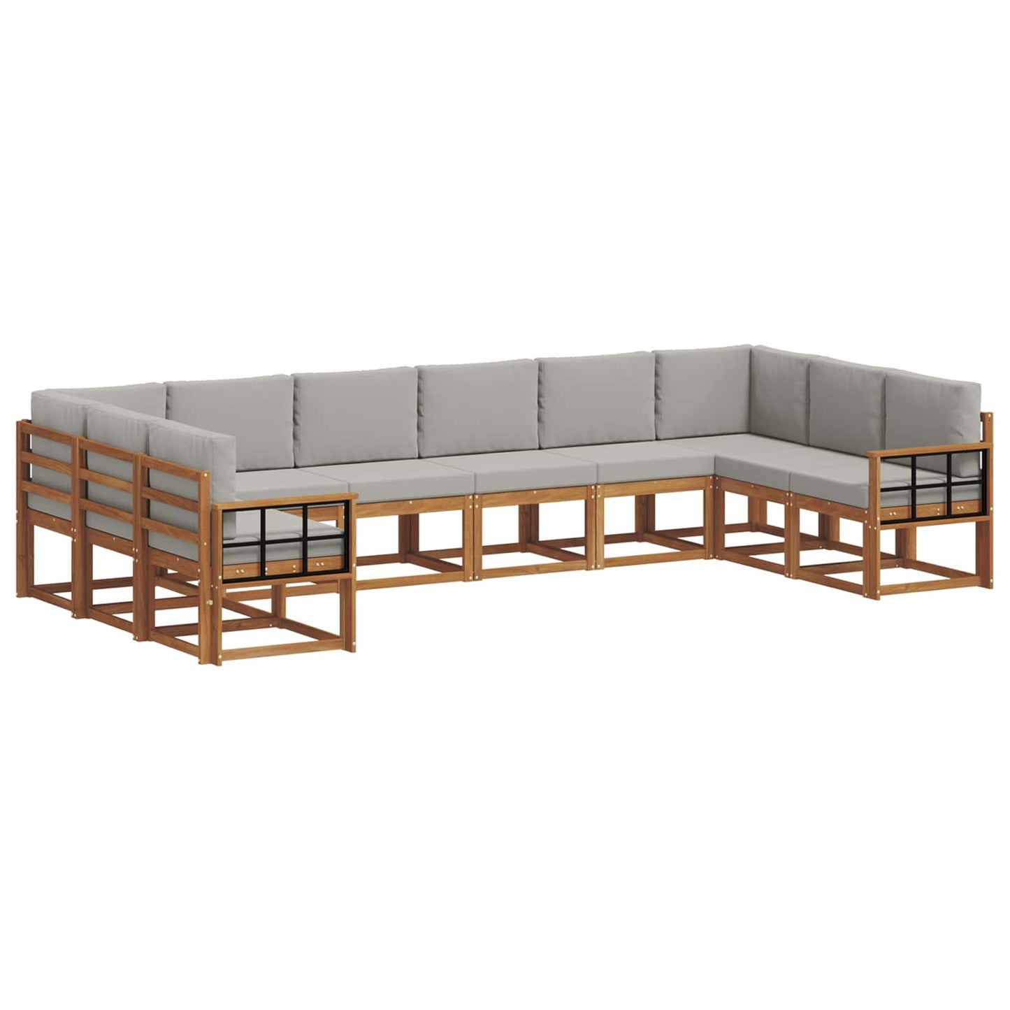 Set di divani da esterno 10 pcs Grigio Naturale e Chiaro | homemem39