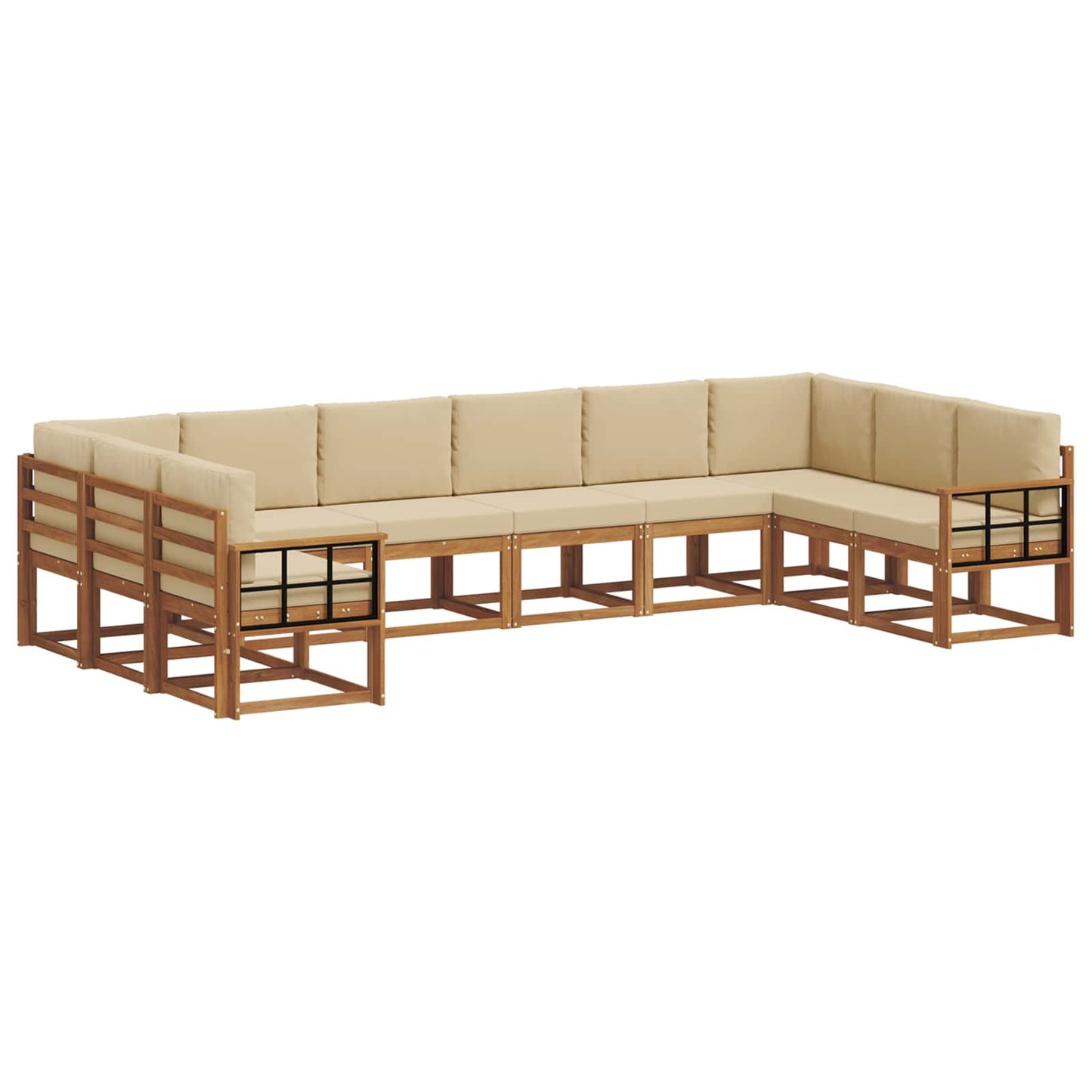 Set di divani da esterno con cuscino 10 pcs Naturale e Beige | homemem39